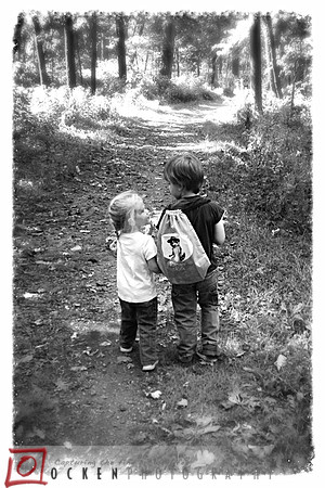 Evan and Evan in the woods